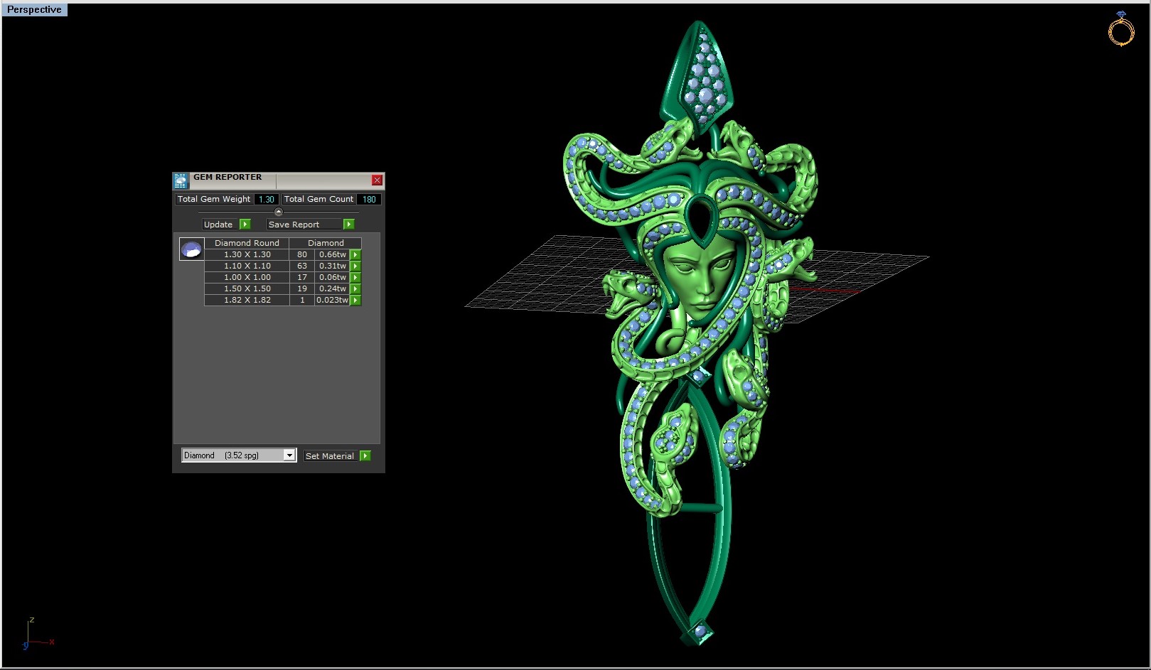 Medusa Gorgon with Snakes and Gemstones Mythology Pendant — view 8