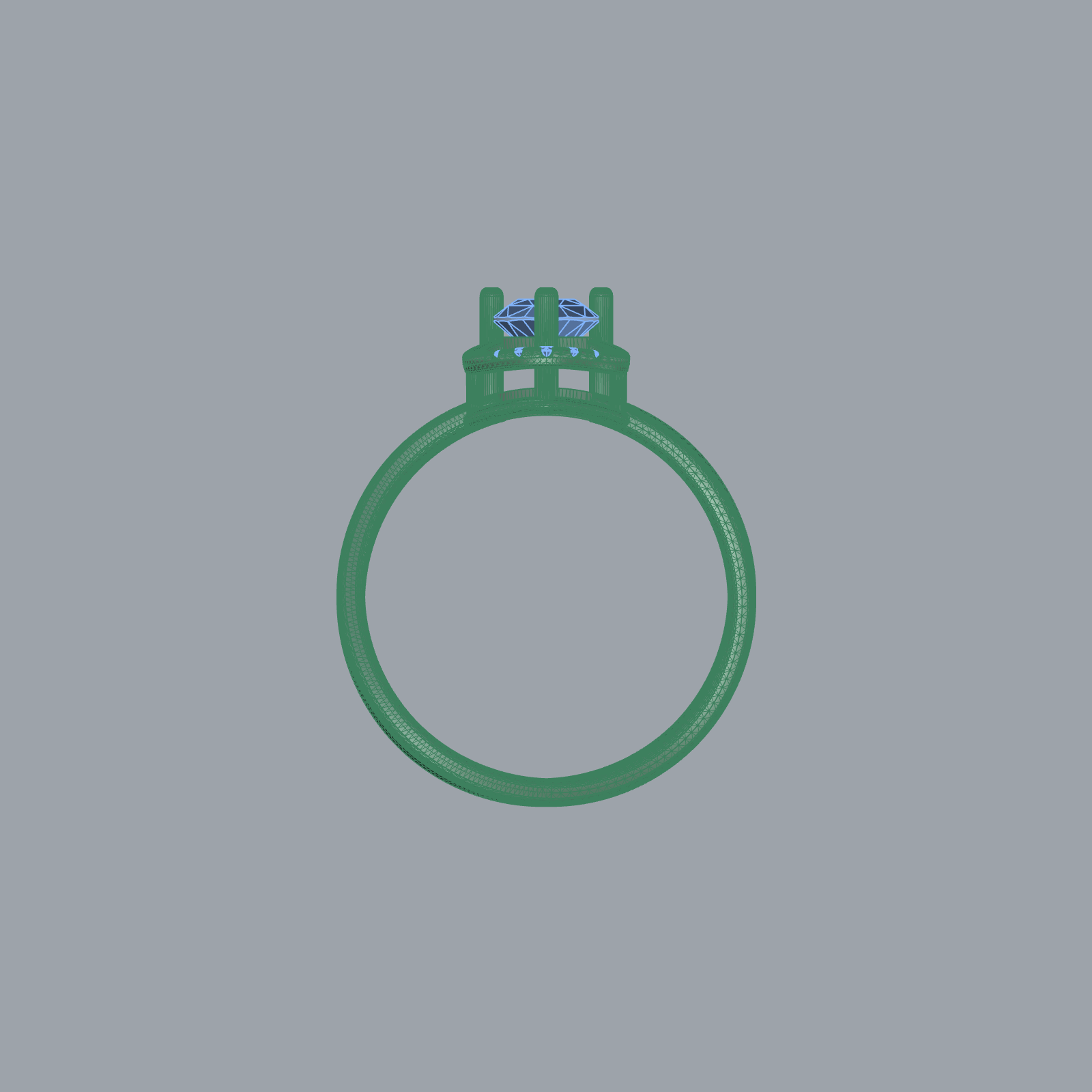 Split Shank Pear Diamond Ring with Beaded Edges — view 7