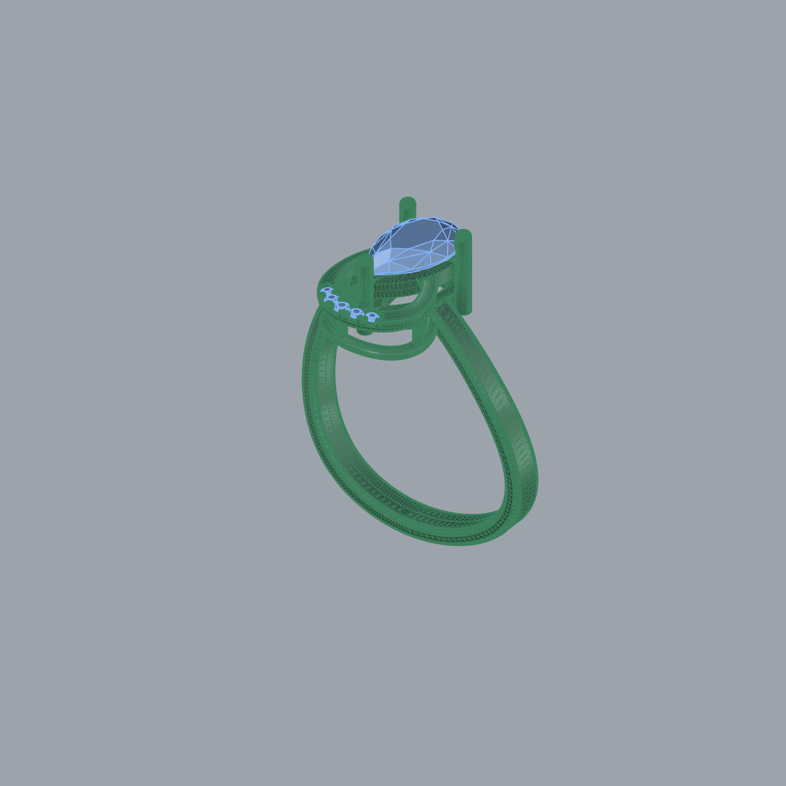 Split Shank Pear Diamond Ring with Beaded Edges — view 8