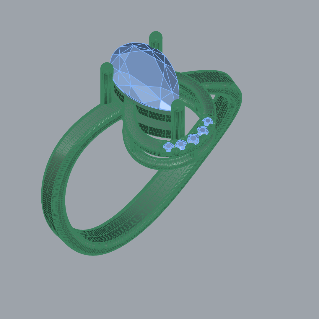 Split Shank Pear Diamond Ring with Beaded Edges