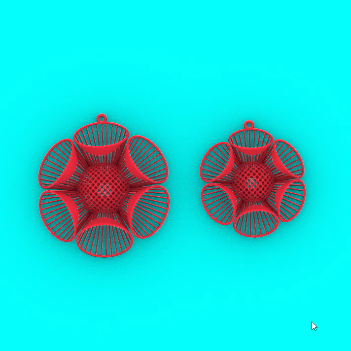 Modern Geometric Flower Cage Earrings Set — view 3