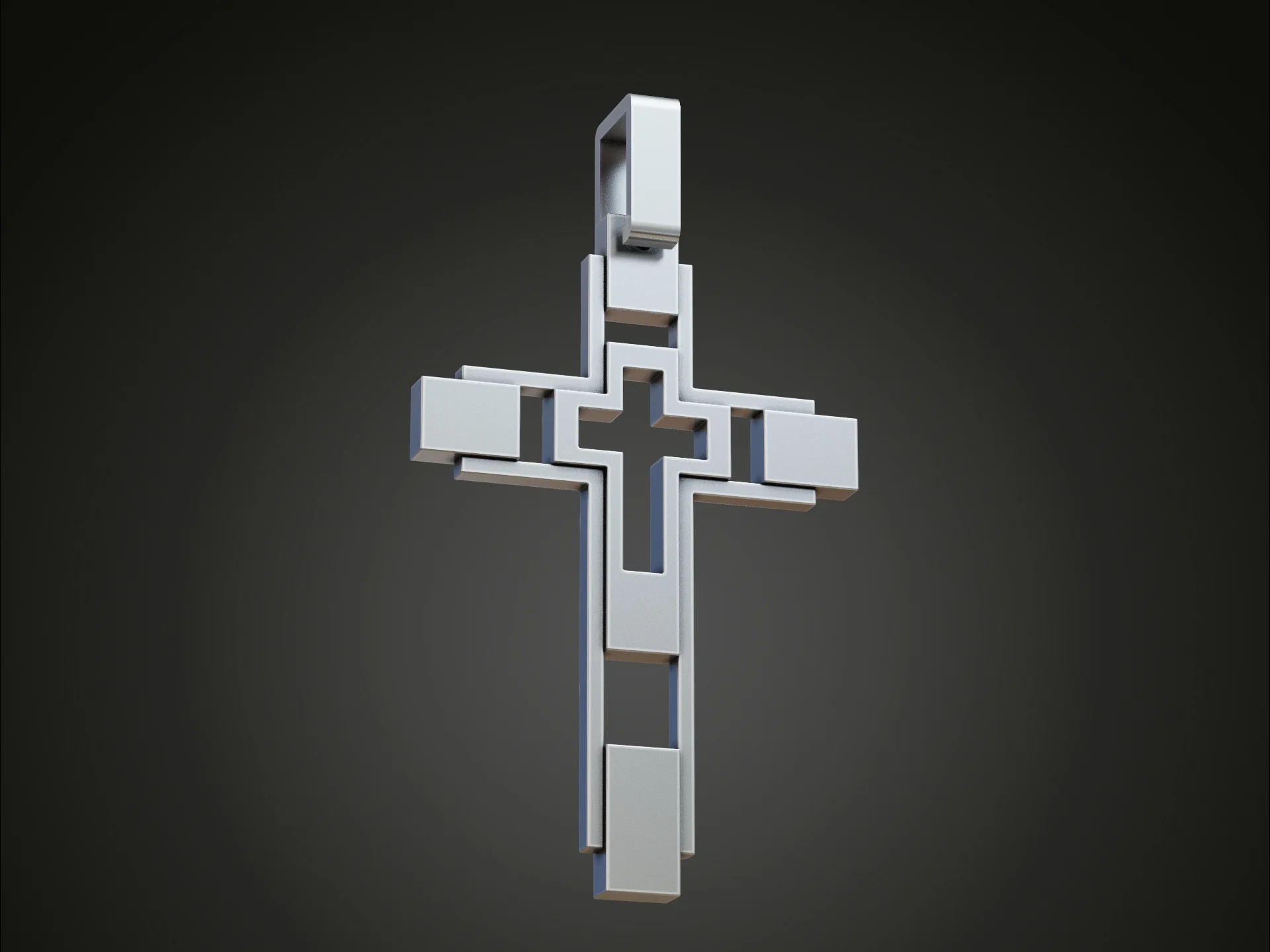 Geometric Layered Cross Pendant — view 2