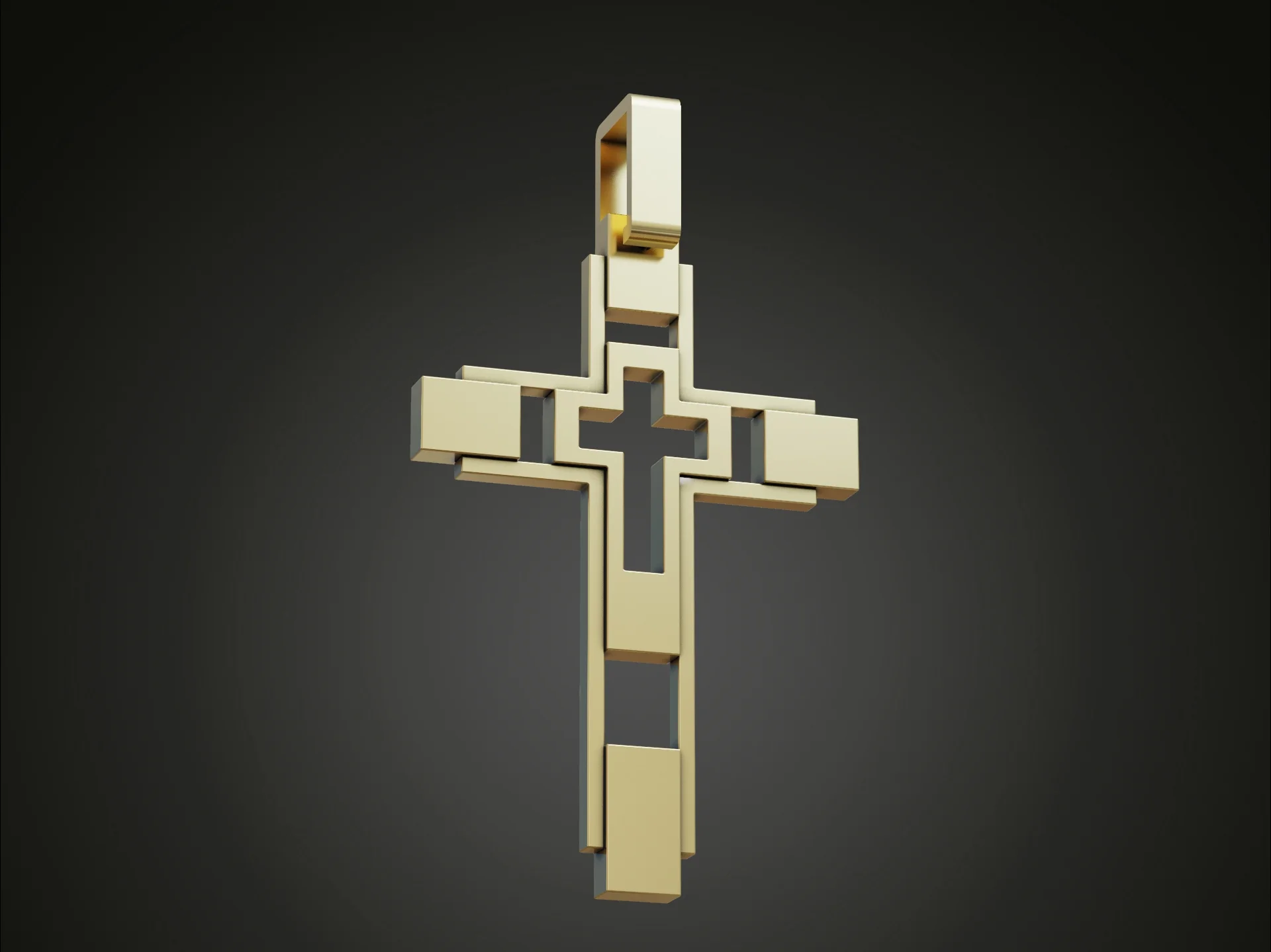 Geometric Layered Cross Pendant