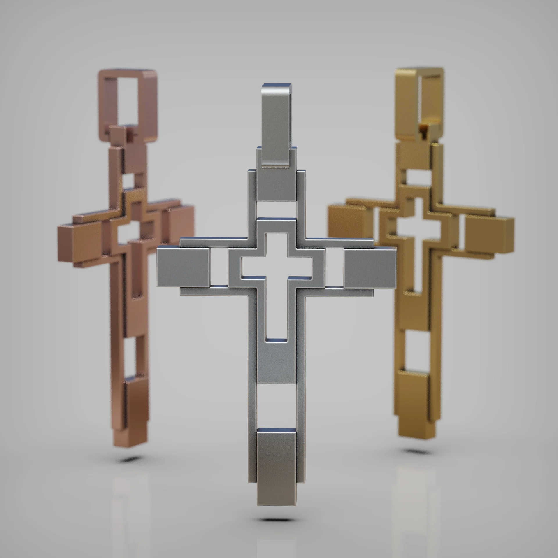 Geometric Layered Cross Pendant — view 3