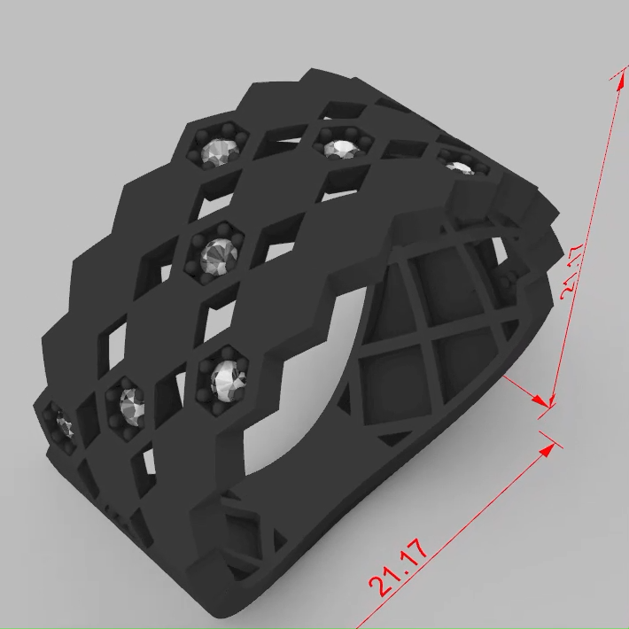 Honeycomb Lattice Diamond Openwork Ring — view 8
