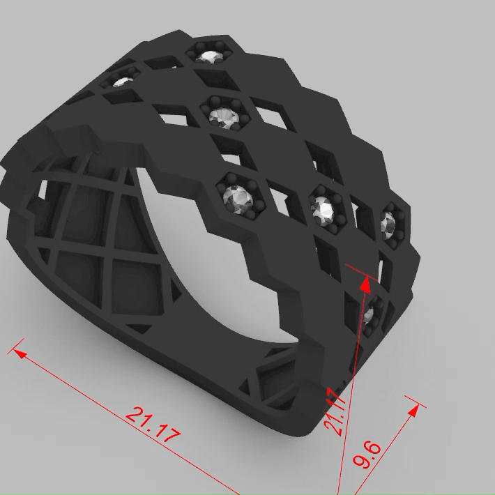 Honeycomb Lattice Diamond Openwork Ring — view 2