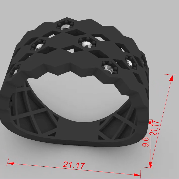Honeycomb Lattice Diamond Openwork Ring — view 5