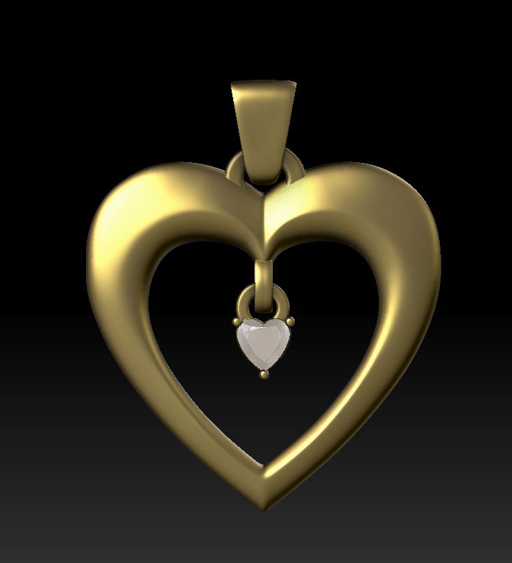 Open Heart Pendant with Dangling Gem — view 5