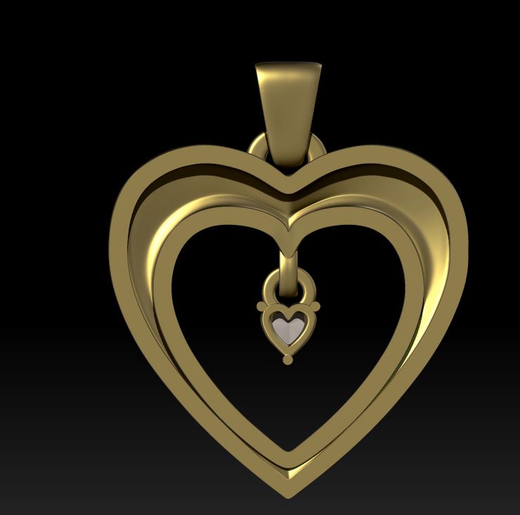 Open Heart Pendant with Dangling Gem — view 2