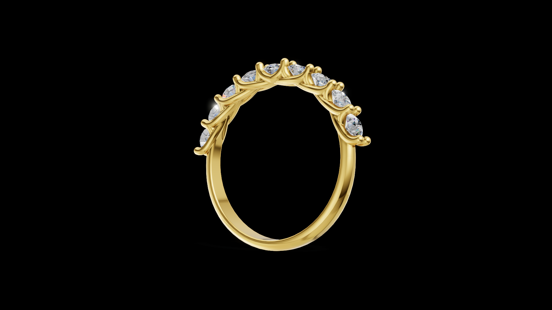 Twisted Diamond Half Eternity Ring 3 mm Round Gems | Vine Wedding Band | Nature Inspired Jewelry CAD Model | STL 3DM — view 5