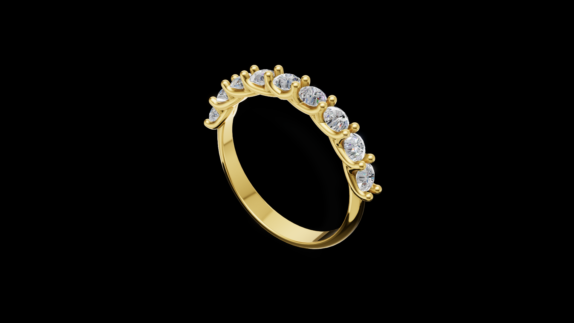 Twisted Diamond Half Eternity Ring 3 mm Round Gems | Vine Wedding Band | Nature Inspired Jewelry CAD Model | STL 3DM — view 2