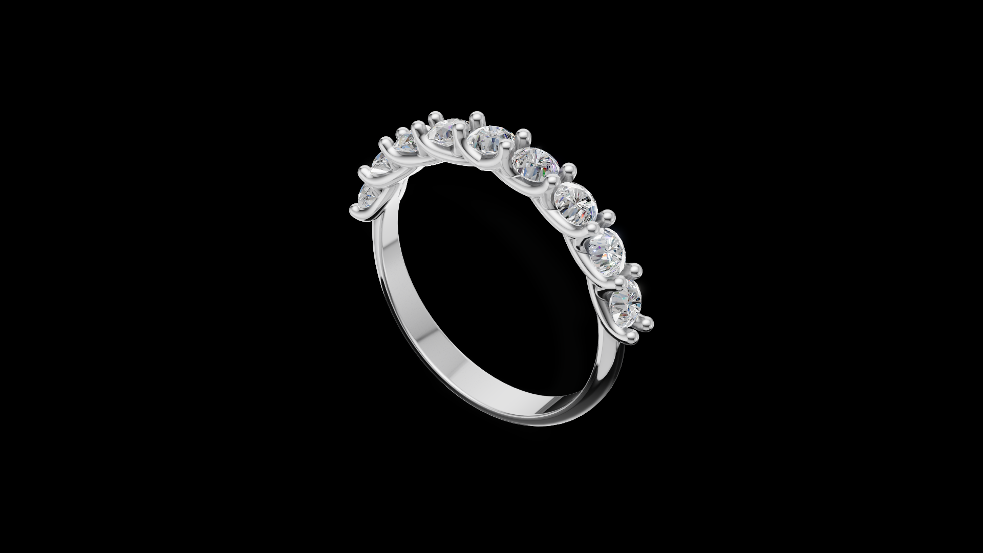 Twisted Diamond Half Eternity Ring 3 mm Round Gems | Vine Wedding Band | Nature Inspired Jewelry CAD Model | STL 3DM