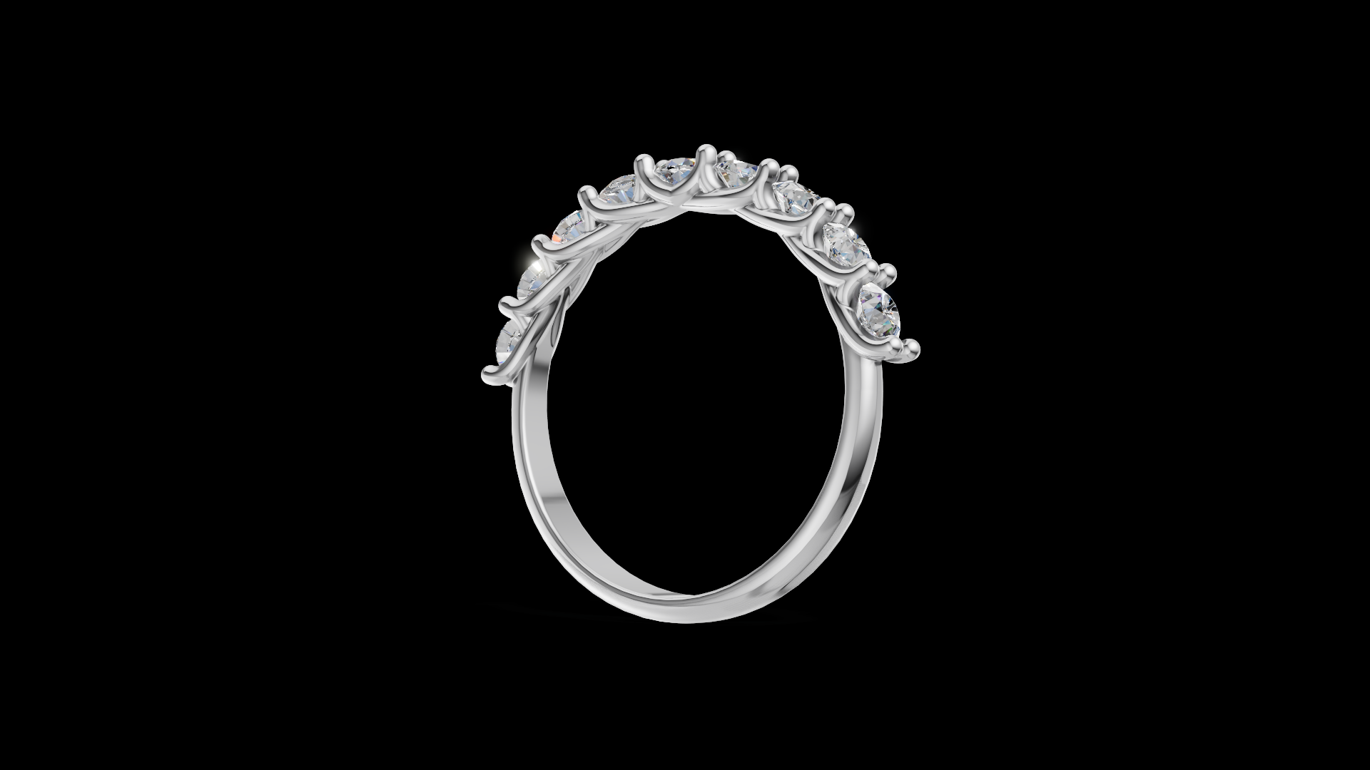 Twisted Diamond Half Eternity Ring 3 mm Round Gems | Vine Wedding Band | Nature Inspired Jewelry CAD Model | STL 3DM — view 4