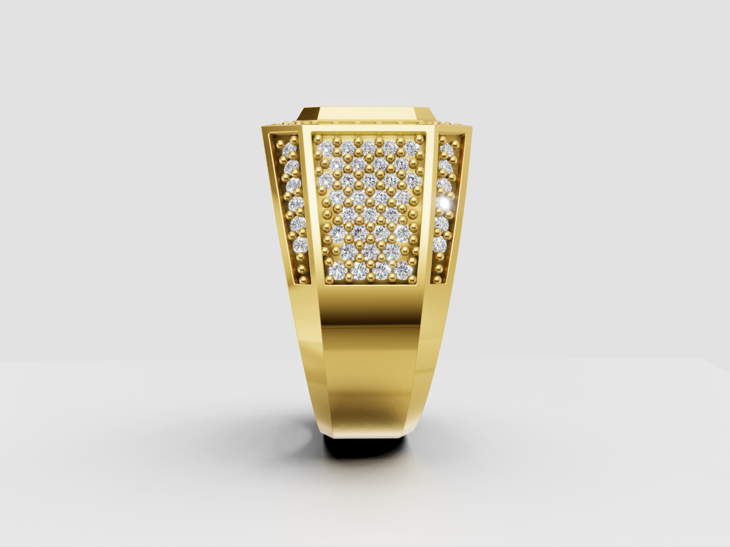 Men's Geometric Pavé Signet Ring 3D Model — view 2