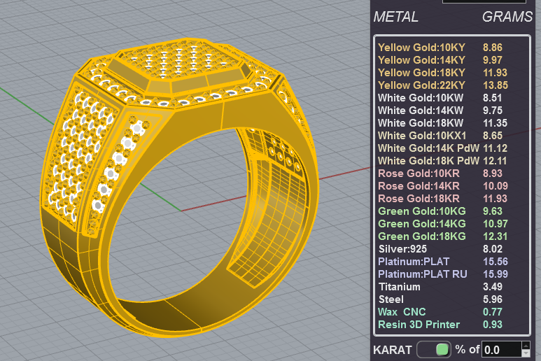 Men's Geometric Pavé Signet Ring 3D Model — view 6