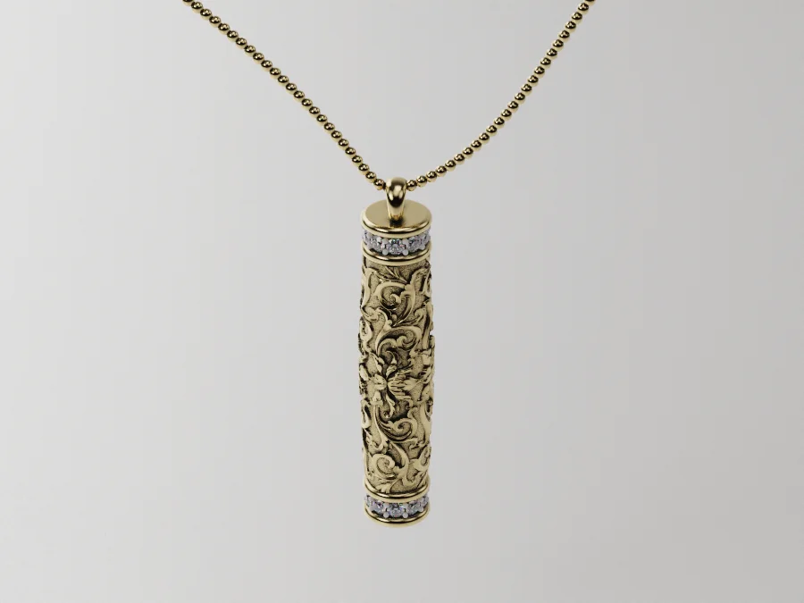 Cylindrical Scrollwork Channel Set Pendant