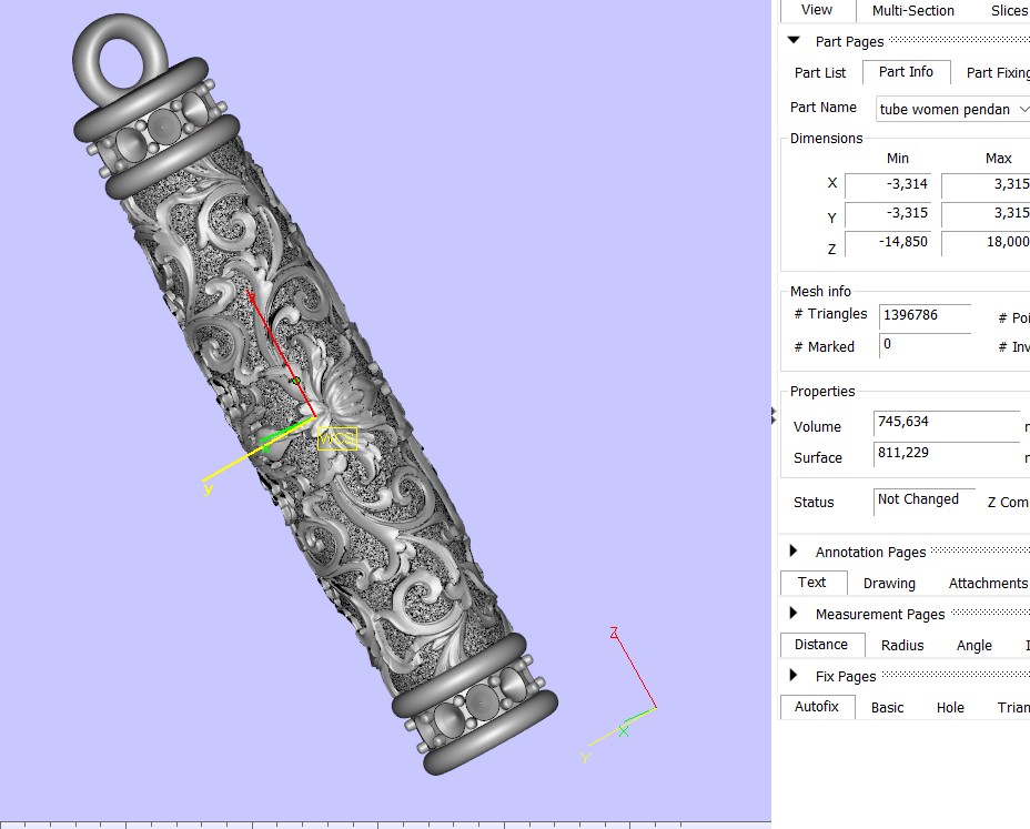 Cylindrical Scrollwork Channel Set Pendant — view 8