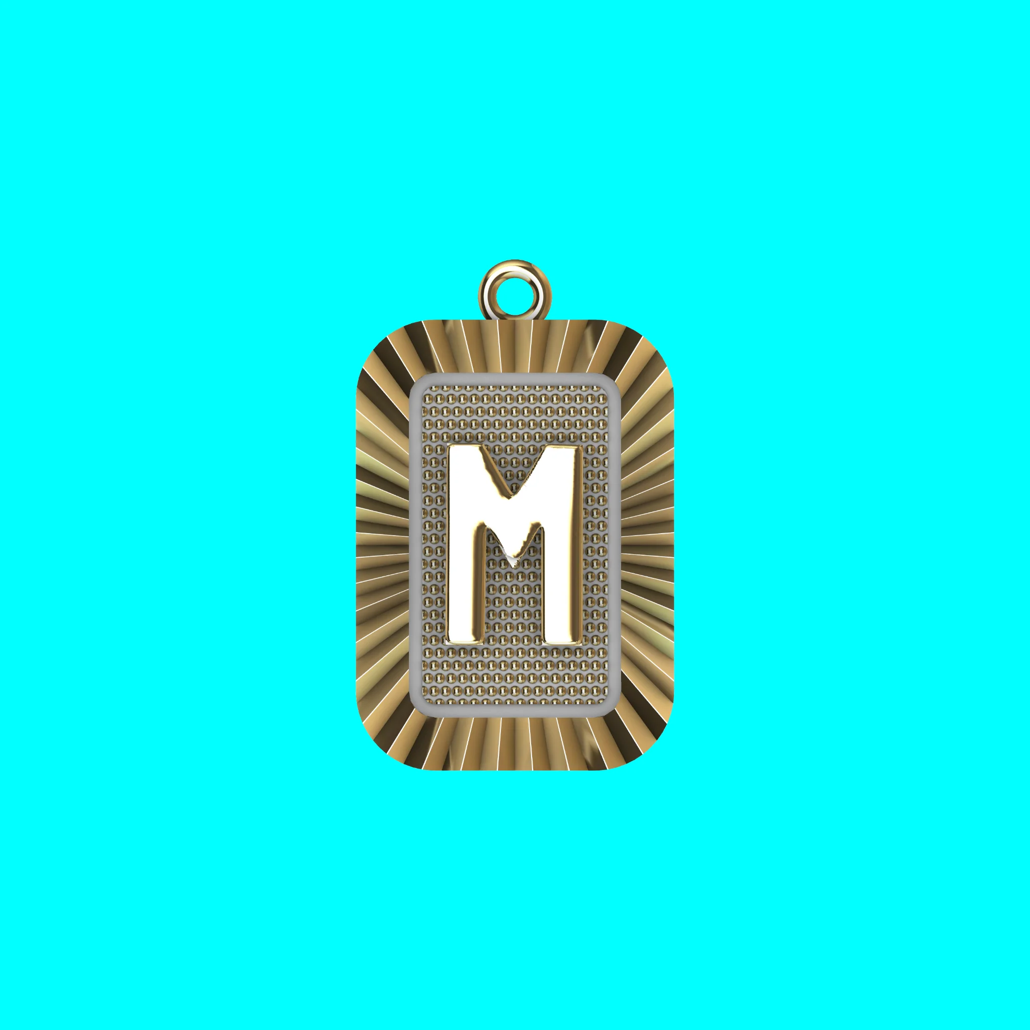 Buy M Letter Pendant CAD Model Gold Initial Jewelry Necklace — view 3