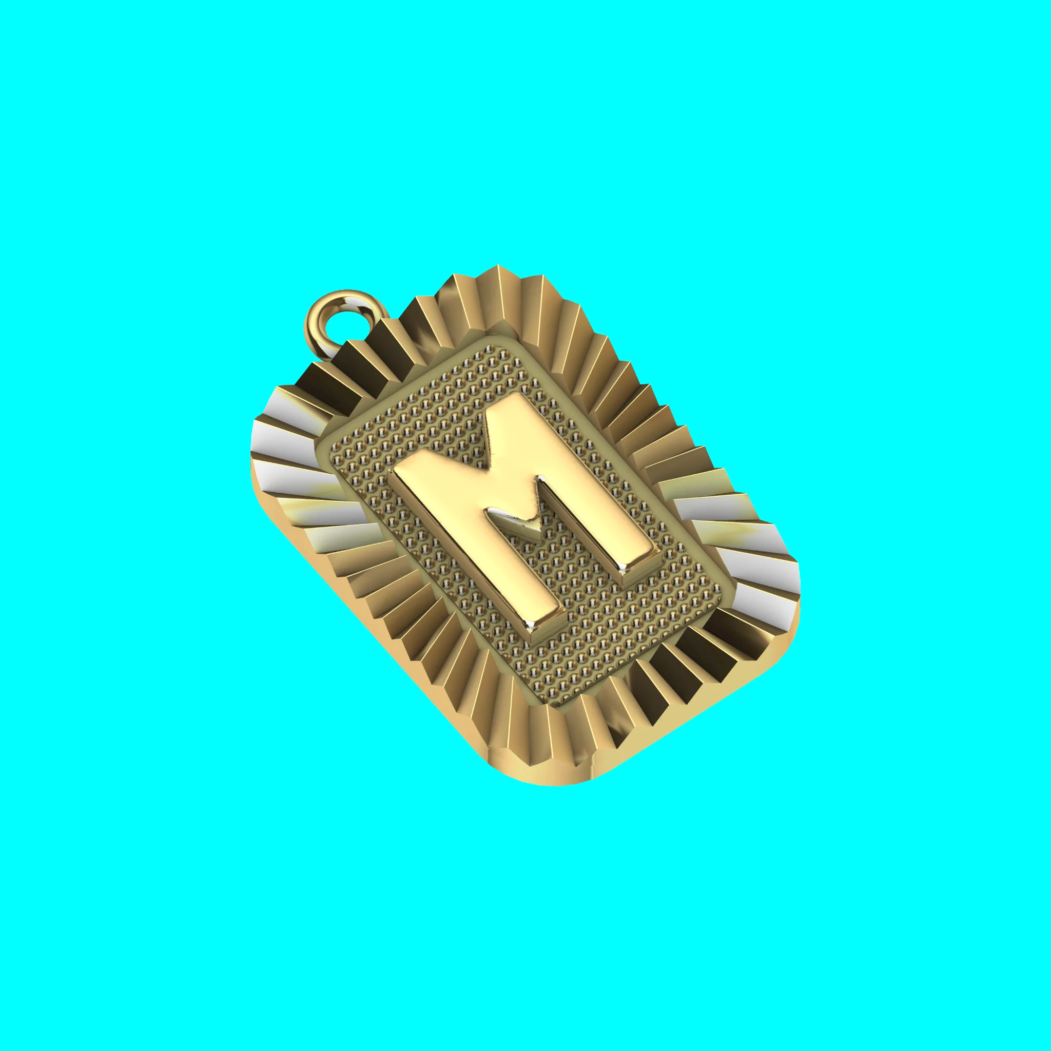 Buy M Letter Pendant CAD Model Gold Initial Jewelry Necklace