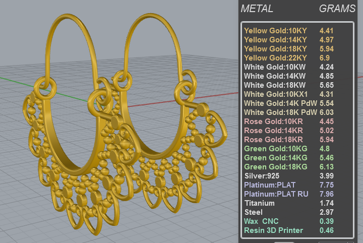 Ornamental Filigree Hoop Earrings 3D Model — view 8