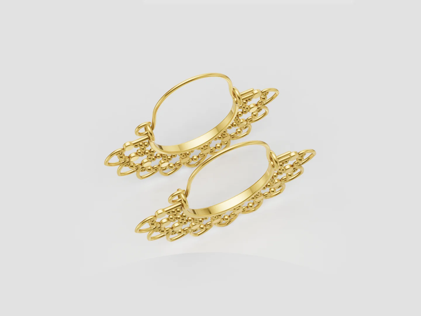Ornamental Filigree Hoop Earrings 3D Model — view 4