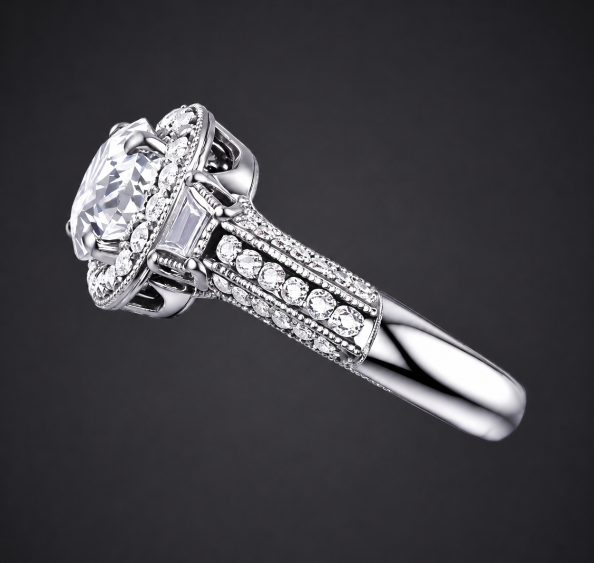 Elegant Diamond Halo Engagement Ring — view 3