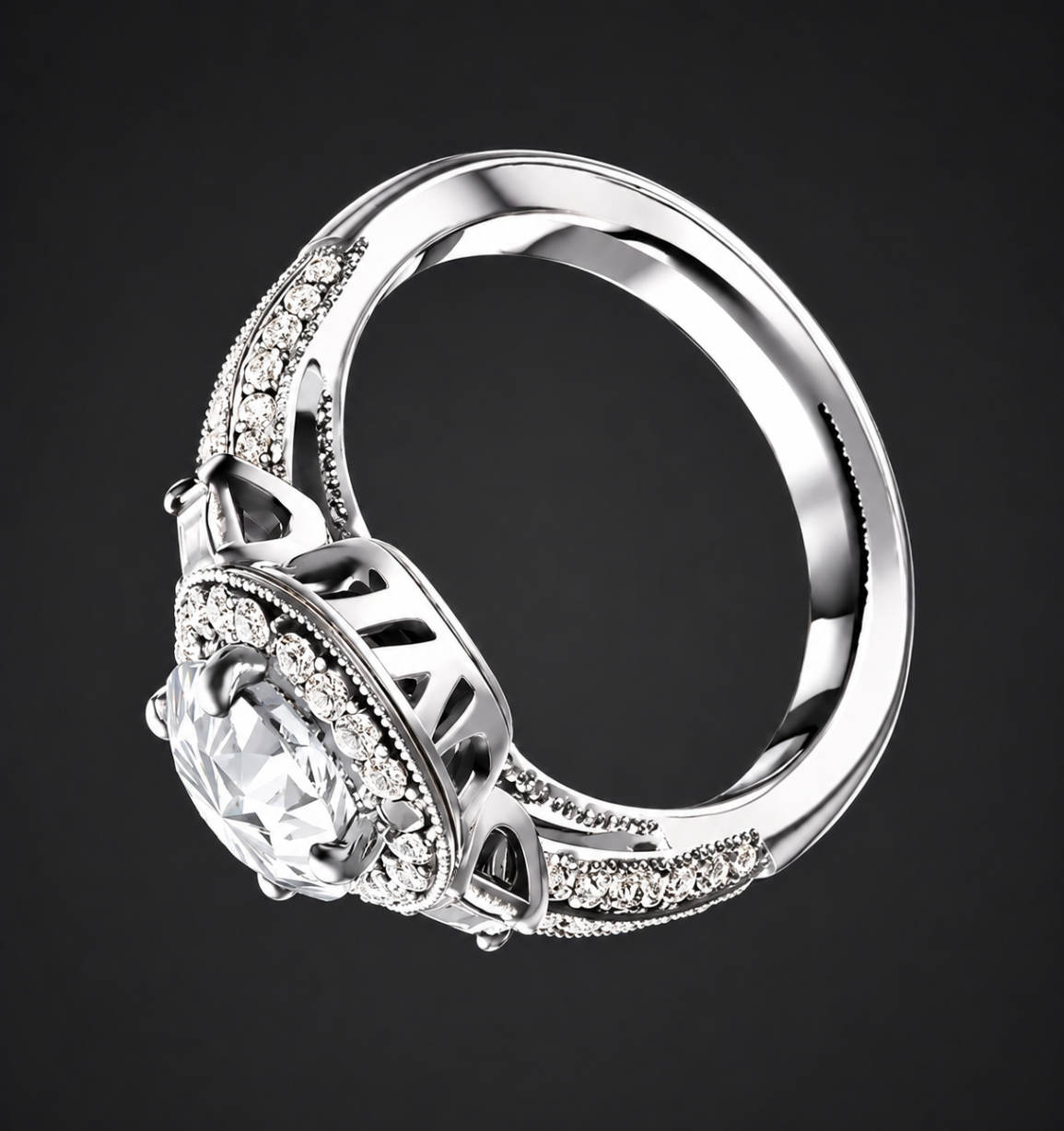 Elegant Diamond Halo Engagement Ring — view 4