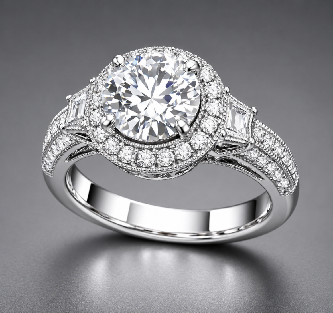 Elegant Diamond Halo Engagement Ring — view 1