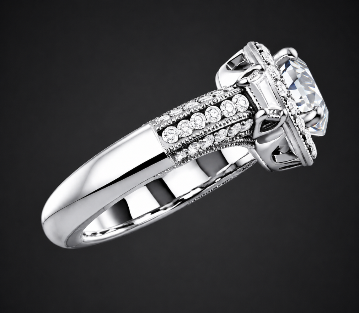 Elegant Diamond Halo Engagement Ring — view 2