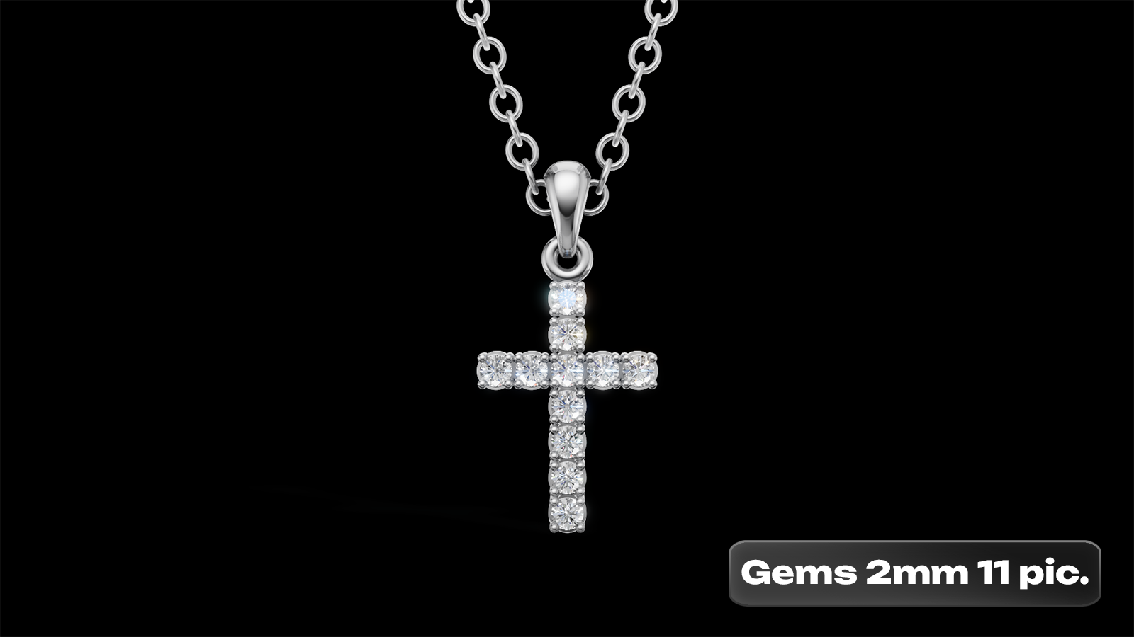 Diamond Cross Pendant 2mm 11 pices