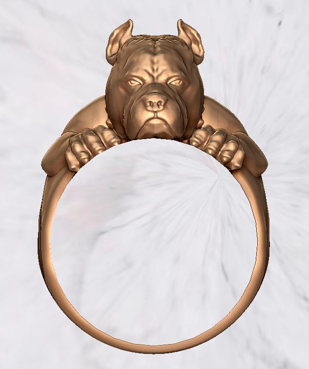 Bold Pitbull Head Figural Ring — view 7