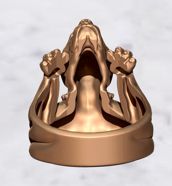 Bold Pitbull Head Figural Ring — view 6