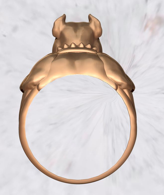 Bold Pitbull Head Figural Ring — view 4