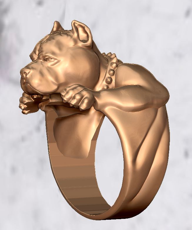 Bold Pitbull Head Figural Ring — view 3