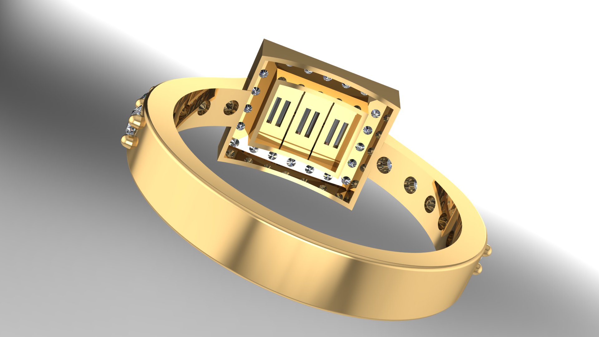 Baguette Diamond Men's Ring — view 2