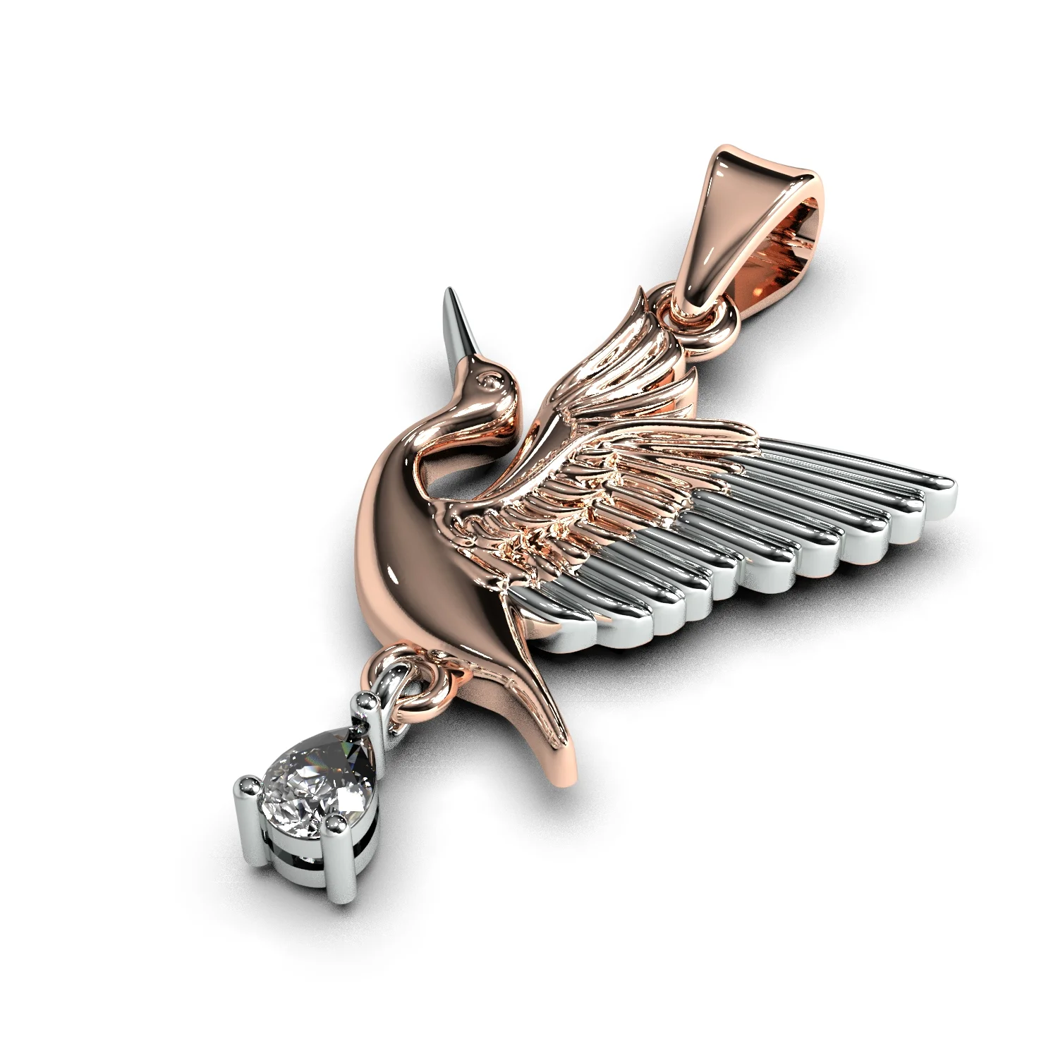 Jewelry pendant stork — view 3