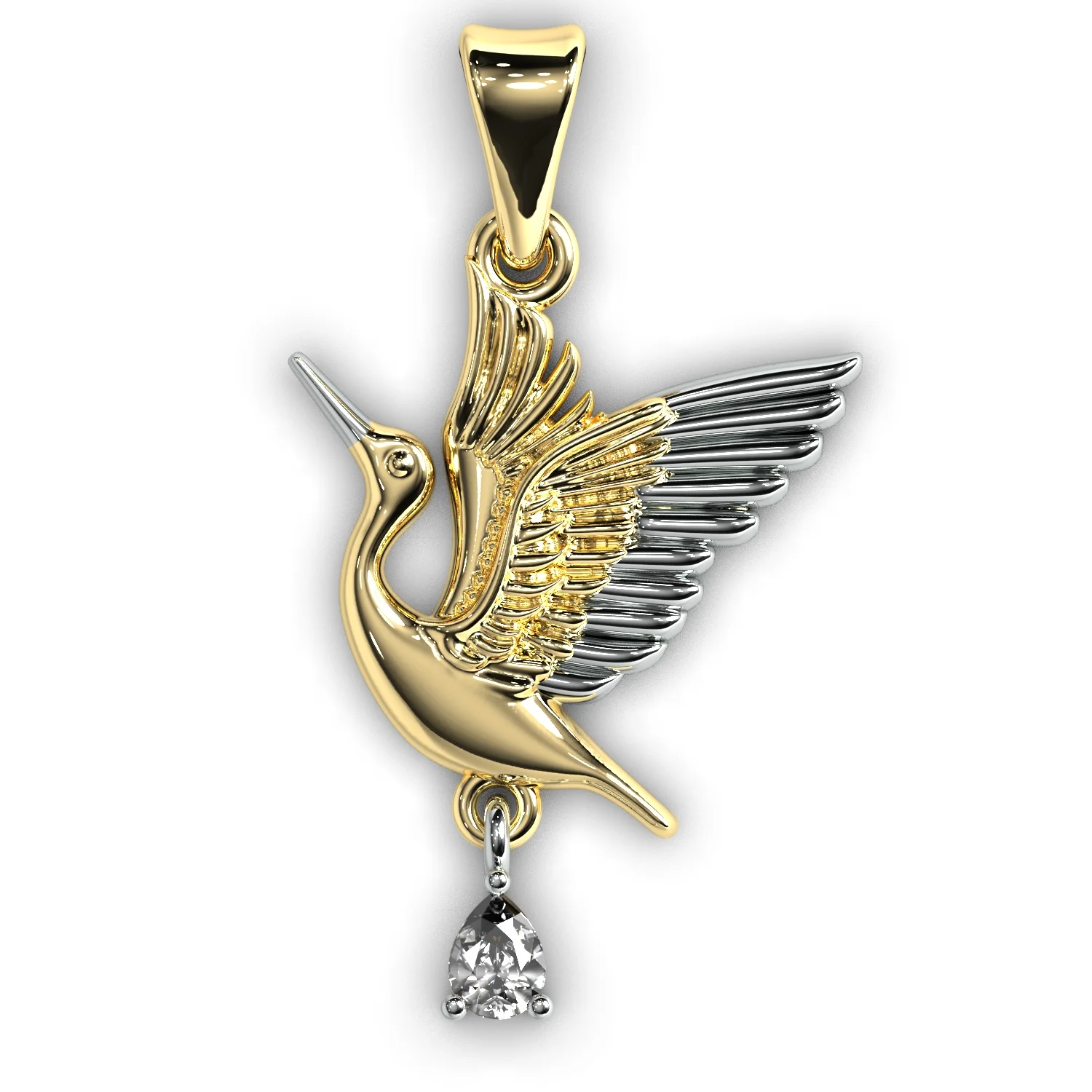 Jewelry pendant stork — view 2