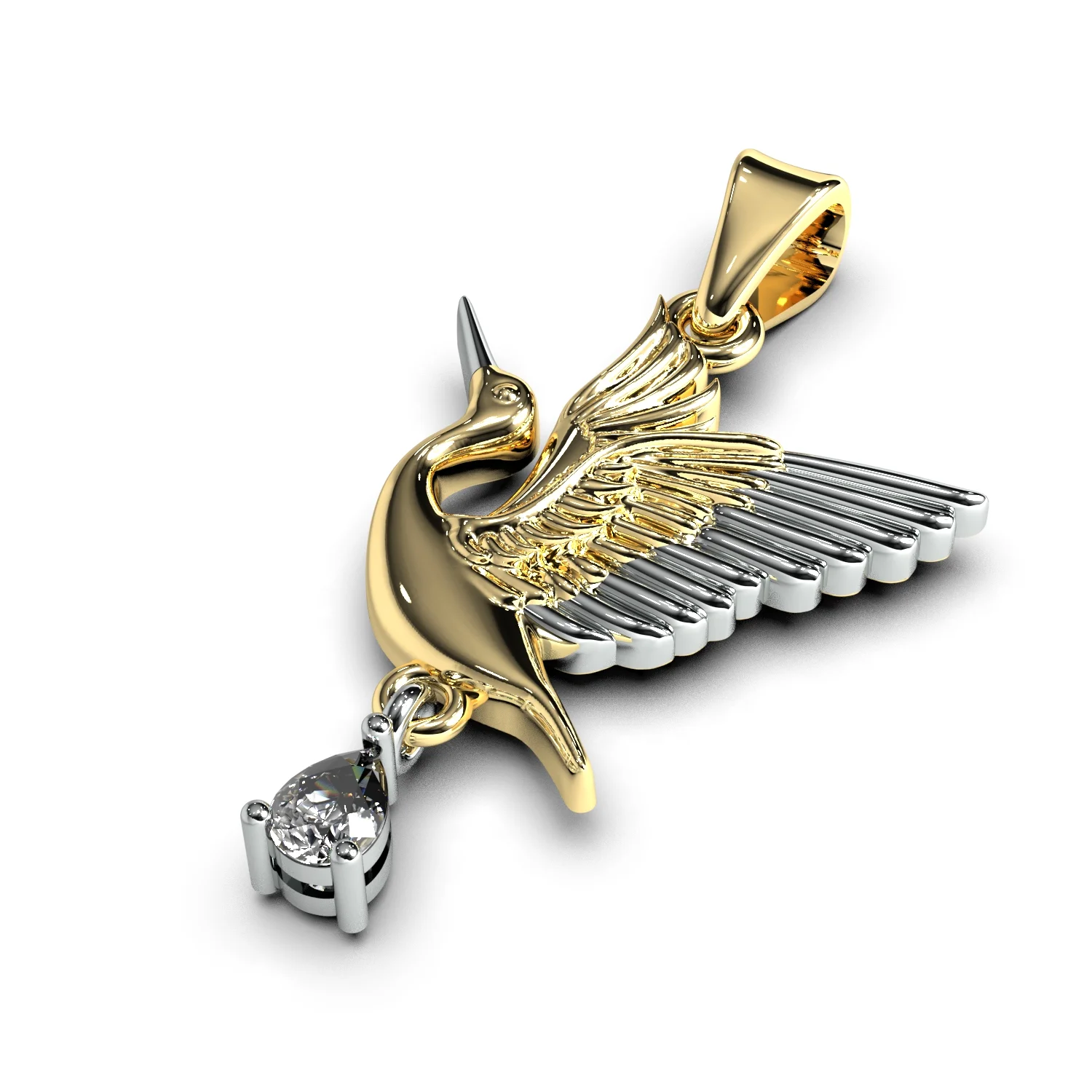 Jewelry pendant stork — view 4
