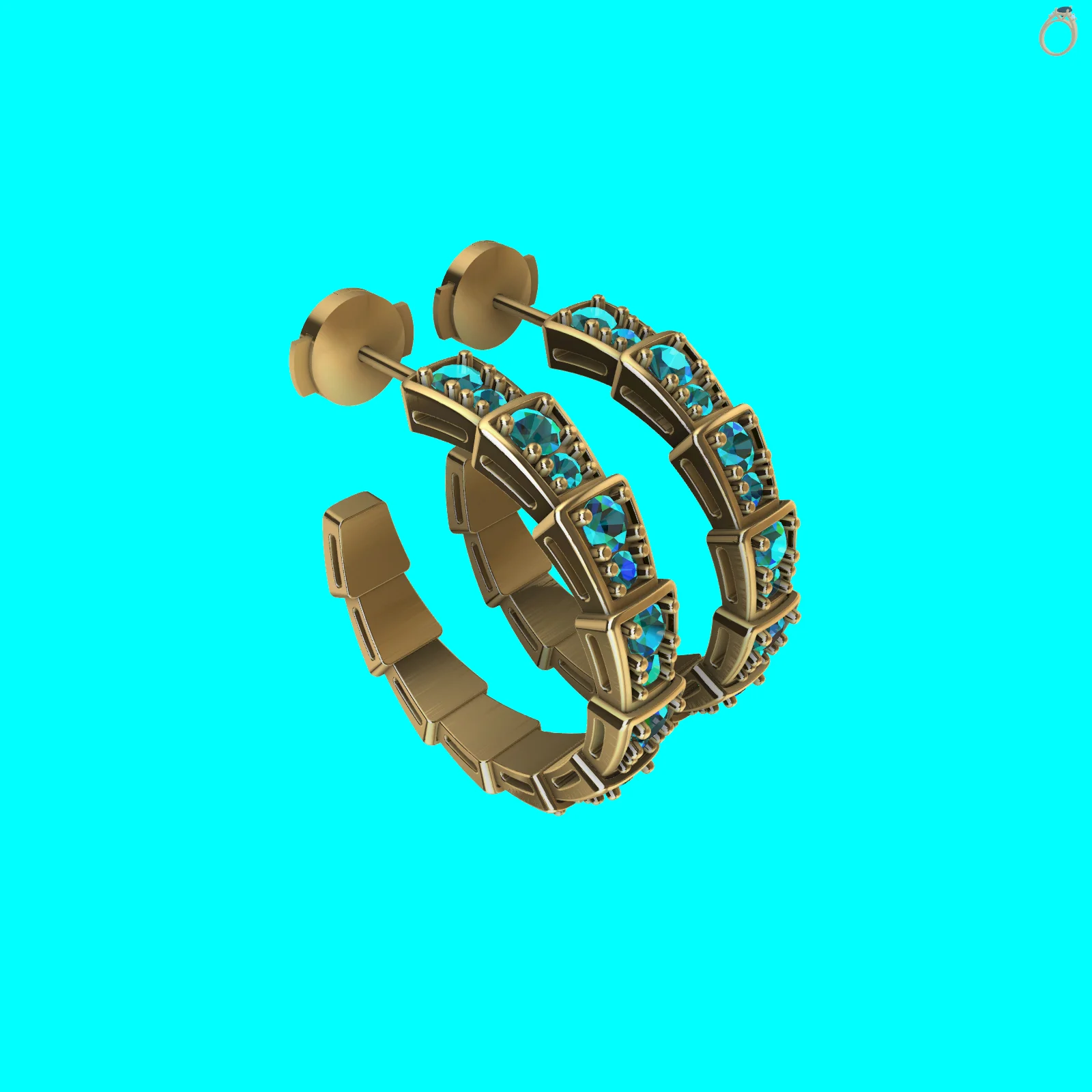 Hoop Earrings with Round Gems — view 2