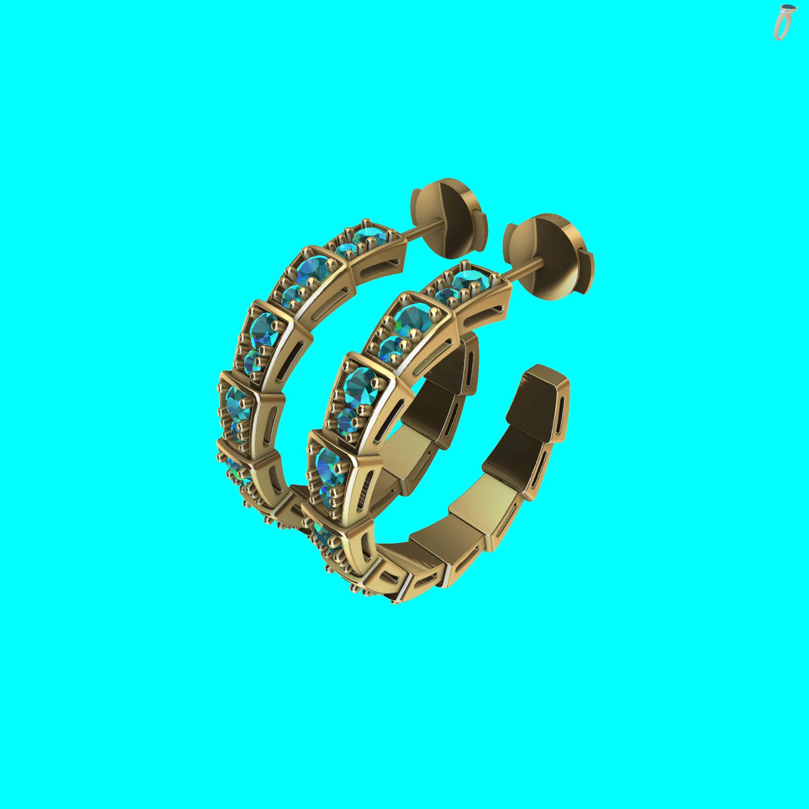 Hoop Earrings with Round Gems