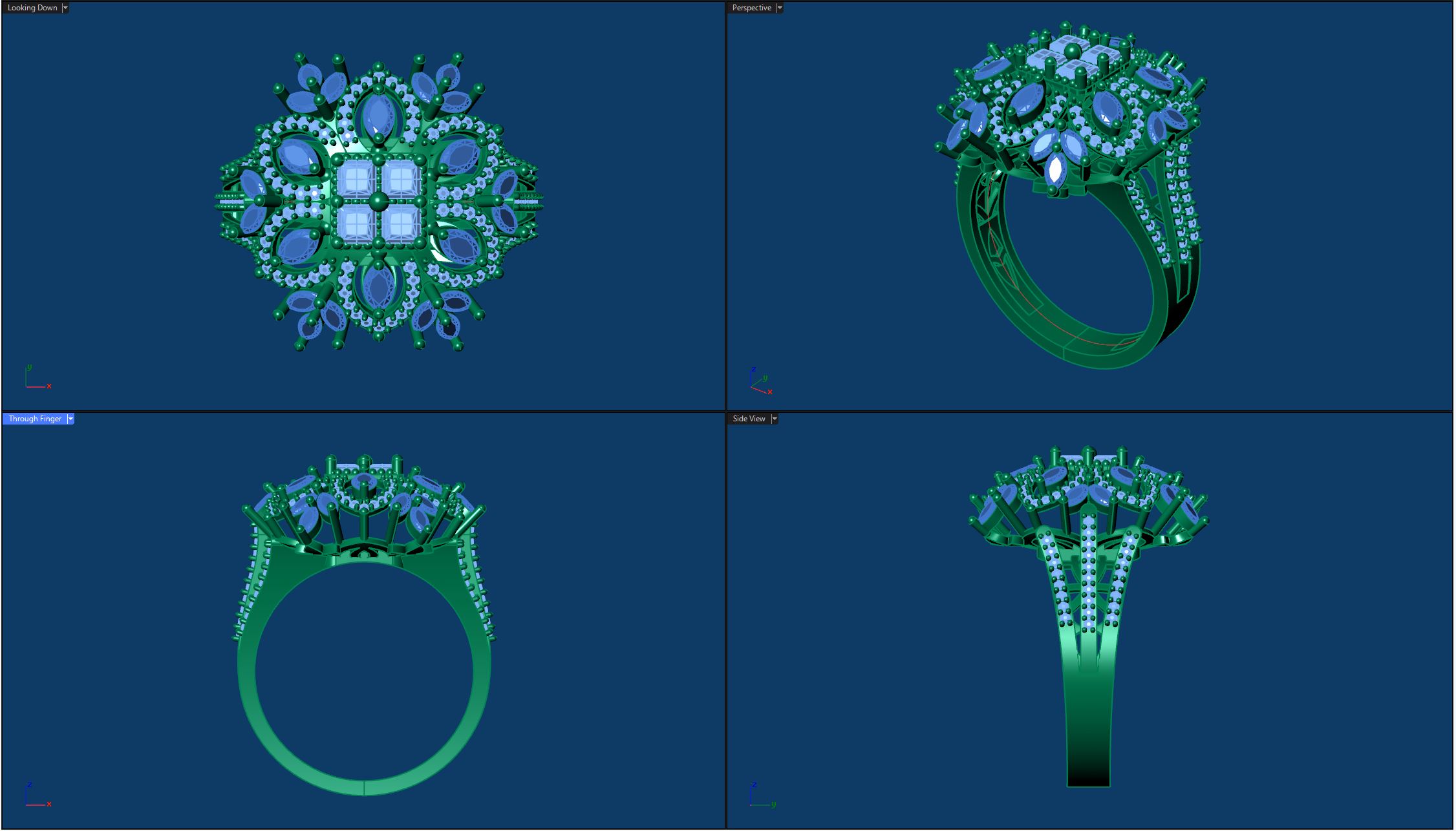 Marquise Princess Diamond Gold Ring — view 7