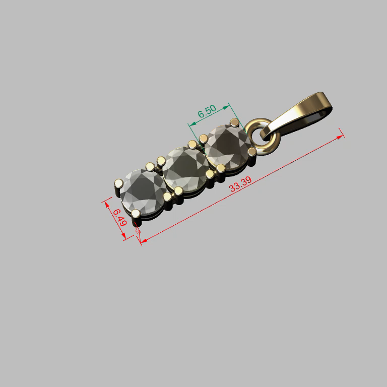 Linear Three-Stone Prong-Set Pendant for 6.5mm Gems — view 5