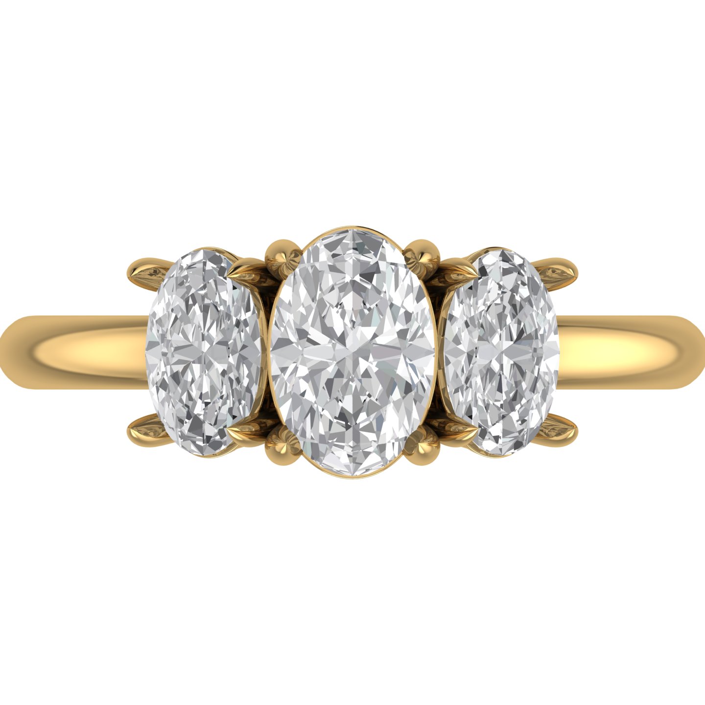 Trellis Three-Stone Oval Cut Ring — view 2
