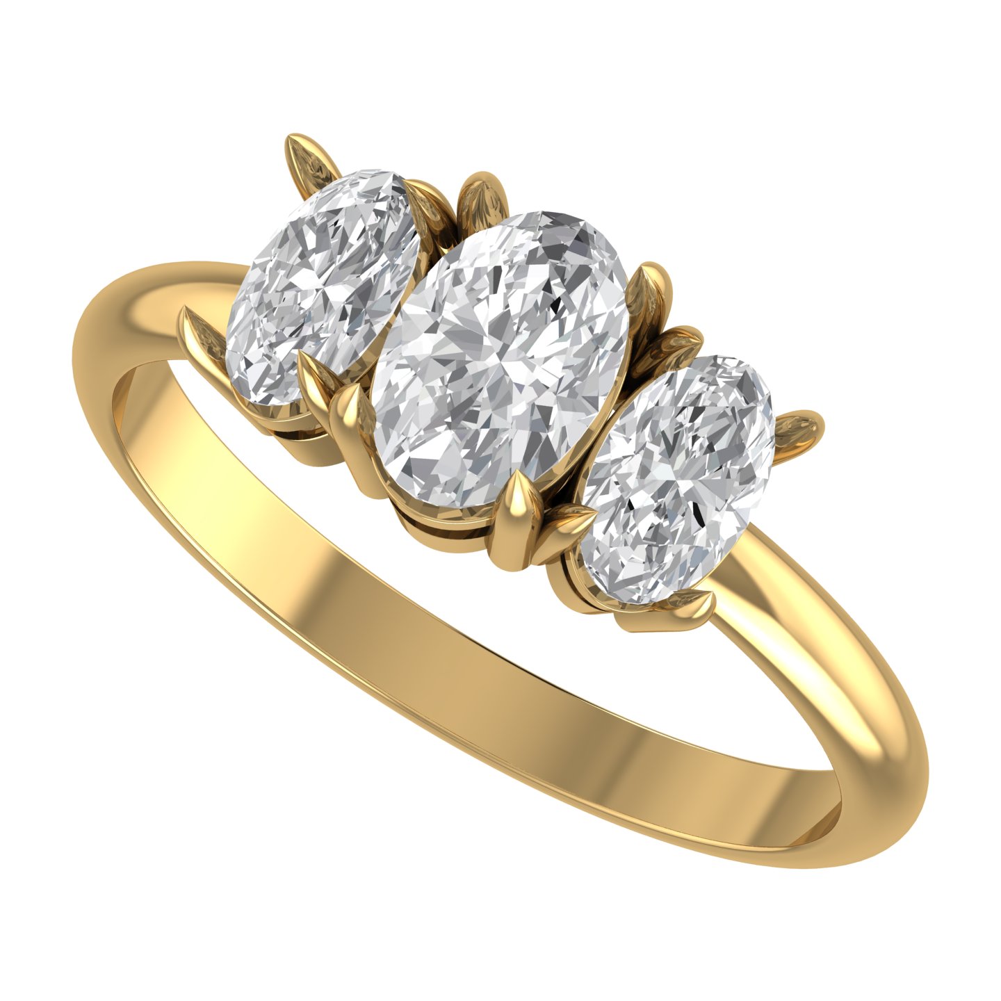 Trellis Three-Stone Oval Cut Ring — view 4
