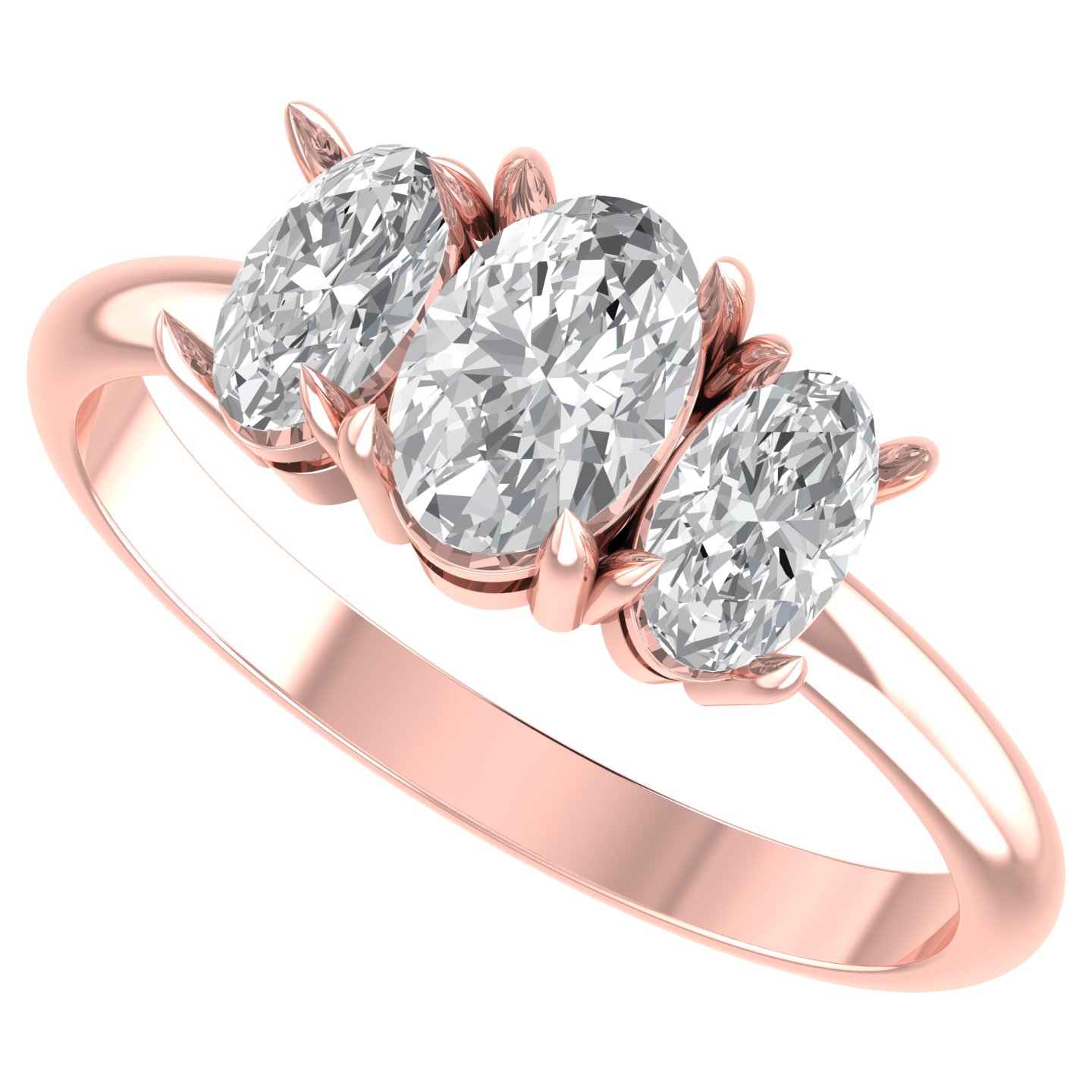 Trellis Three-Stone Oval Cut Ring — view 5
