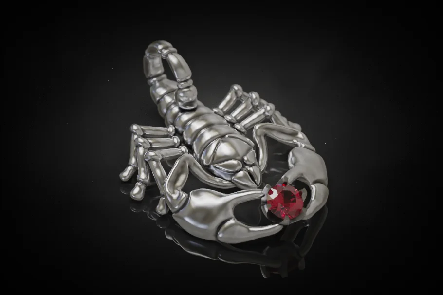 Articulated Scorpion Pendant Hanging by Tail — view 3