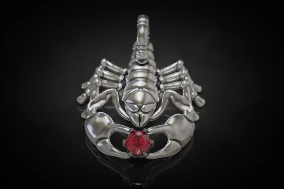 Articulated Scorpion Pendant Hanging by Tail — view 2