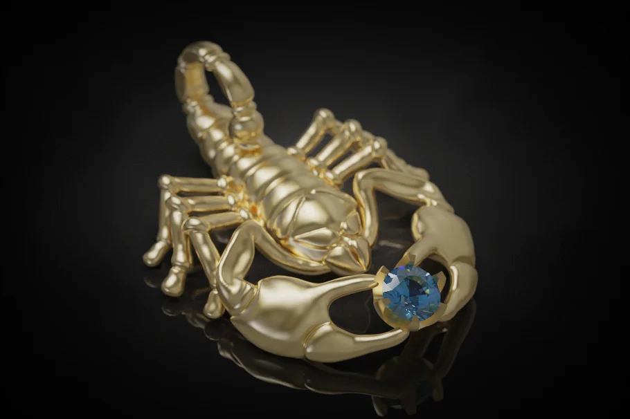 Articulated Scorpion Pendant Hanging by Tail — view 5
