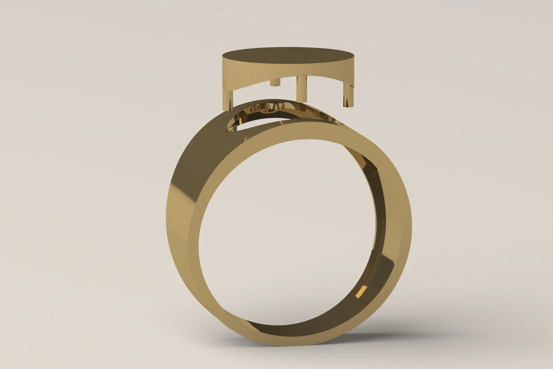 Plain Face Signet Ring 3D Print Model 65 — view 3
