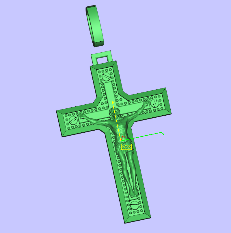 Crucifix Pendant with Riveted Border Detail — view 5